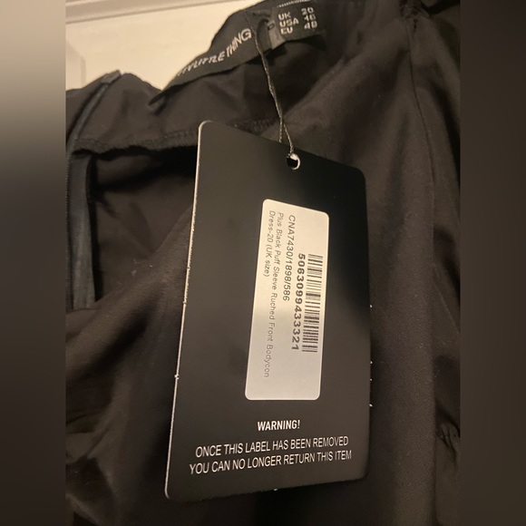 PLT Black Puff Sleeve Plus Ruched Front Bodycon Dress - Picture 2 of 5